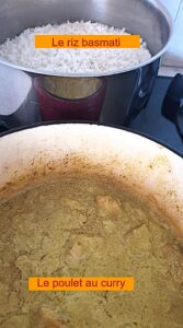 Poulet à l'indienne, riz basmati